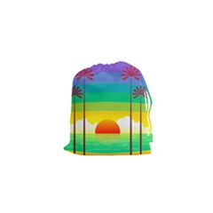 Seaside Sunrise Colorful Ocean Sea Drawstring Pouch (xs) by Simbadda