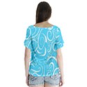 Scribble Reason Design Pattern V-Neck Flutter Sleeve Top View2