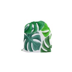 Tropical Greens Leaves Design Drawstring Pouch (xs) by Simbadda