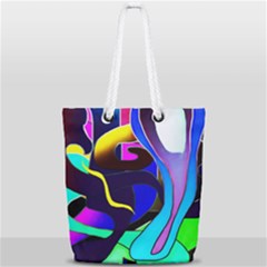 Curvy Collage Full Print Rope Handle Tote (small) by bloomingvinedesign