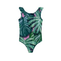 Painting Leaves Tropical Jungle Kids  Frill Swimsuit by Simbadda