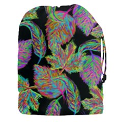 Autumn Pattern Dried Leaves Drawstring Pouch (xxxl) by Simbadda