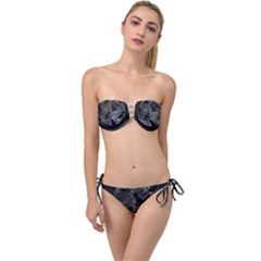Black Cat Full Moon Twist Bandeau Bikini Set by bloomingvinedesign
