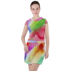 Colorful Watercolors                                   Drawstring Hooded Dress by LalyLauraFLM