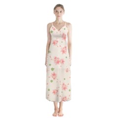 Pink Flowers Pattern Spring Nature Button Up Chiffon Maxi Dress by TeesDeck