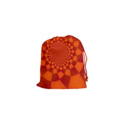 Fractal Artwork Abstract Background Orange Drawstring Pouch (xs) by Sudhe