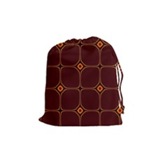 Background Pattern Design Geometric Brown Drawstring Pouch (medium) by Sudhe