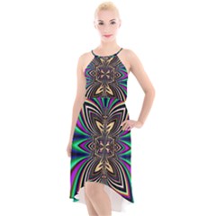 Abstract Artwork Fractal Background Art High-low Halter Chiffon Dress  by Sudhe