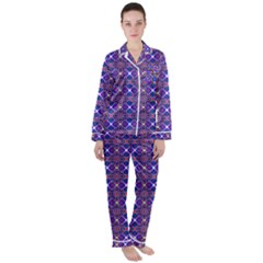 Background Pattern Geometrical Satin Long Sleeve Pyjamas Set by Sudhe