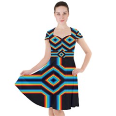 Cross Abstract Neon Cap Sleeve Midi Dress by Pakrebo