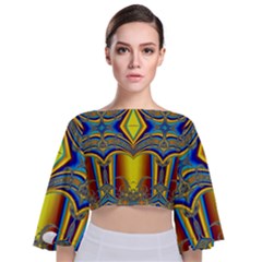 Abstract Art Design Digital Art Tie Back Butterfly Sleeve Chiffon Top by Pakrebo