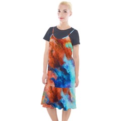 Orange Blue Texture                   Camis Fishtail Dress by LalyLauraFLM