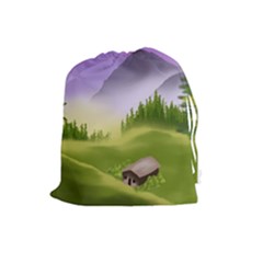 Digital Art Painting Landscape Drawstring Pouch (large) by Wegoenart