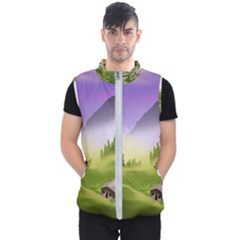 Digital Art Painting Landscape Men s Puffer Vest by Wegoenart