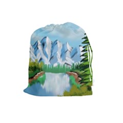 Digital Design Landscape Mountains Drawstring Pouch (large) by Wegoenart