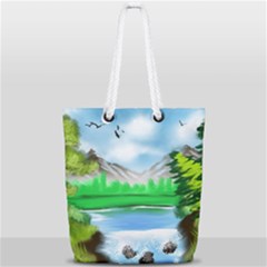 Digital Art Artwork Drawing Full Print Rope Handle Tote (small) by Wegoenart