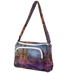 City Lights Skyline Buildings Front Pocket Crossbody Bag by Wegoenart