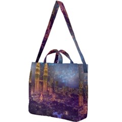 City Lights Skyline Buildings Square Shoulder Tote Bag by Wegoenart
