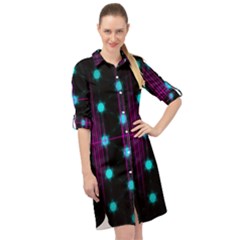 Sound Wave Frequency Long Sleeve Mini Shirt Dress by HermanTelo