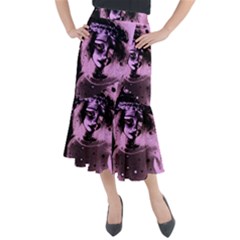 Sad Doll Pink Glow Midi Mermaid Skirt by snowwhitegirl