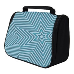 Lines Blue Repeating Textile Full Print Travel Pouch (small) by Wegoenart