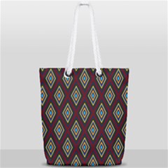 Colorful Diamonds Variation 1 Full Print Rope Handle Tote (small) by bloomingvinedesign