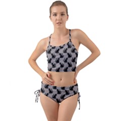 Black Cats On Gray Mini Tank Bikini Set by bloomingvinedesign
