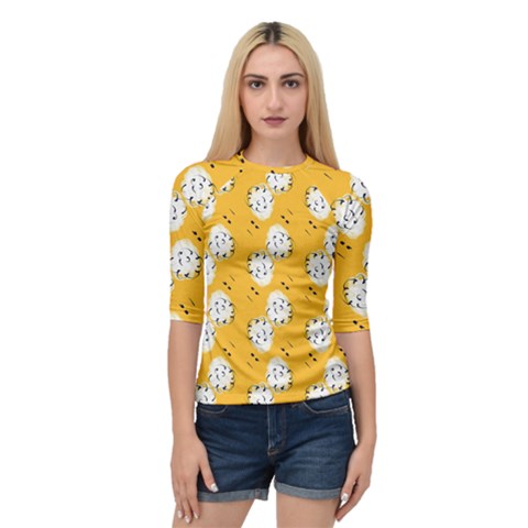Fluffy Clouds Mustard  Quarter Sleeve Raglan Tee by VeataAtticus