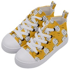 Fluffy Clouds Mustard  Kids  Mid-top Canvas Sneakers by VeataAtticus