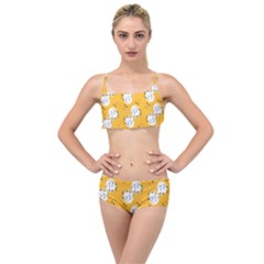 Fluffy Clouds Mustard  Layered Top Bikini Set by VeataAtticus