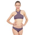 Zodiac Bat Pink Grey High Neck Bikini Set View1