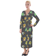 Electric Love  Velvet Maxi Wrap Dress by Mezalola
