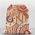 Pop Art Paisley Flowers Ornaments Multicolored 4 Background Solid Dark Red Drawstring Bag (Small) View2