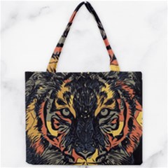 Tiger Predator Abstract Feline Mini Tote Bag by Pakrebo