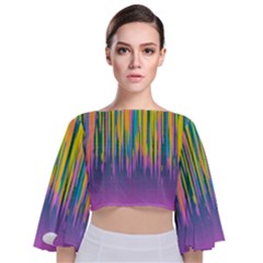 Background Colorful Texture Bright Tie Back Butterfly Sleeve Chiffon Top by Pakrebo