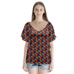 Hs Co 3 V-neck Flutter Sleeve Top by ArtworkByPatrick