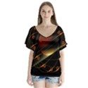 Fractal Digital Art V-Neck Flutter Sleeve Top View1