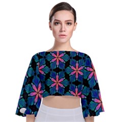 Ornament Digital Color Colorful Tie Back Butterfly Sleeve Chiffon Top by Pakrebo
