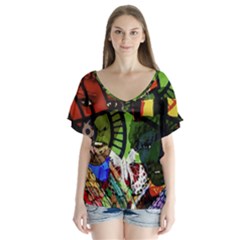 Design 4 V-neck Flutter Sleeve Top by TajahOlsonDesigns