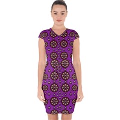 Hearts Of Metal And Flower Wreaths In Love Capsleeve Drawstring Dress  by pepitasart