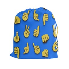Emojis Hands Fingers Background Drawstring Pouch (xxl) by Pakrebo