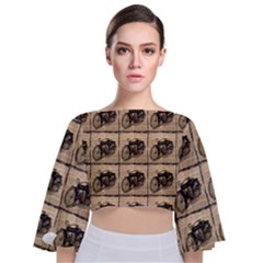 Indian Motorcycle Tie Back Butterfly Sleeve Chiffon Top by ArtworkByPatrick
