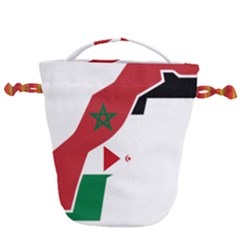 Western Sahara Flag Map Geography Drawstring Bucket Bag by Sapixe