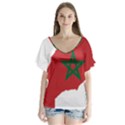 Morocco Flag Map Geography Outline V-Neck Flutter Sleeve Top View1