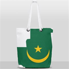 Mauritania Flag Map Geography Full Print Rope Handle Tote (small) by Sapixe