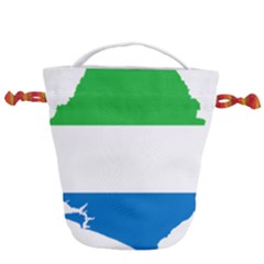 Sierra Leone Flag Map Geography Drawstring Bucket Bag by Sapixe
