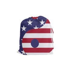 Yang Yin America Flag Abstract Drawstring Pouch (medium) by Sapixe