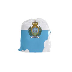 San Marino Country Europe Flag Drawstring Pouch (small) by Sapixe