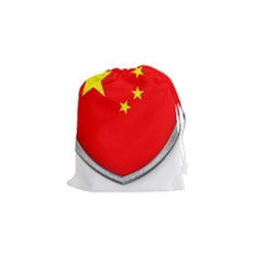 Flag China Country Nation Asia Drawstring Pouch (small) by Sapixe