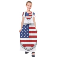 Flag Usa America American National Kids  Short Sleeve Maxi Dress by Sapixe